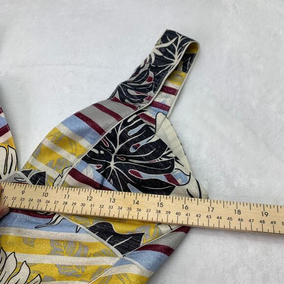 H&M Womens Sz 6 Yellow Palm Open Back Cocktail Sundress Coastal Beach Summer - Picture 7 of 9